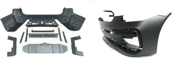Before and after comparison of 7 steel parts and a single LFT front-end module Before and after comparison of 7 steel parts and a single LFT front-end module